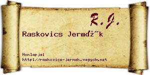 Raskovics Jermák névjegykártya